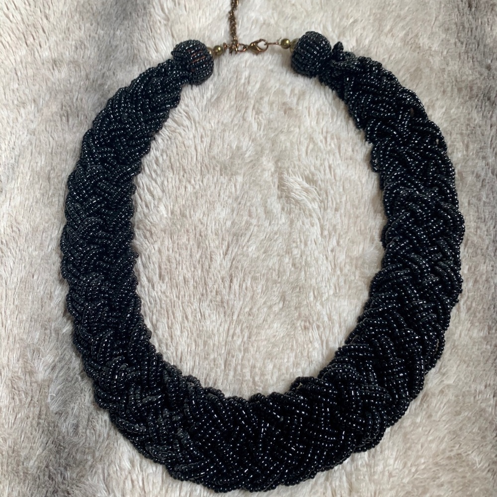 Francesca’s Black Braided Statement Necklace